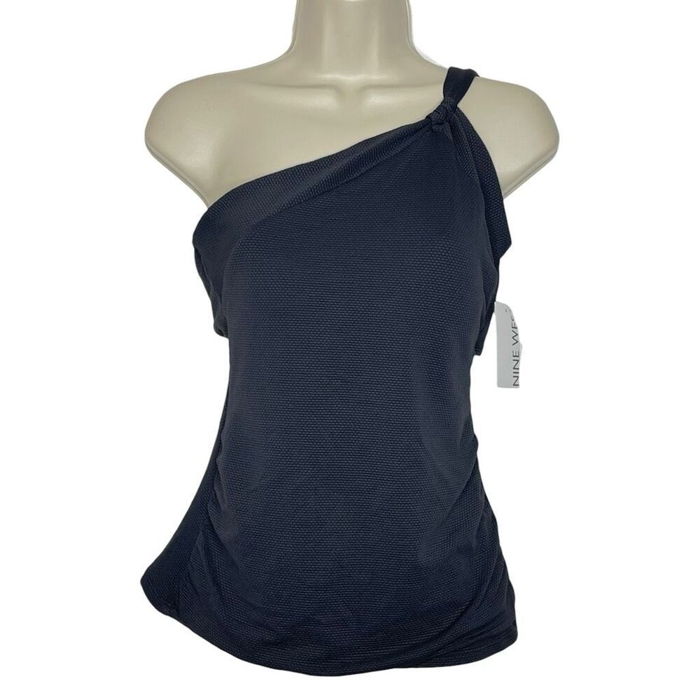 Nine West Tankini Top Black One Shoulder Swimwear Women’s Size Medium NWT New